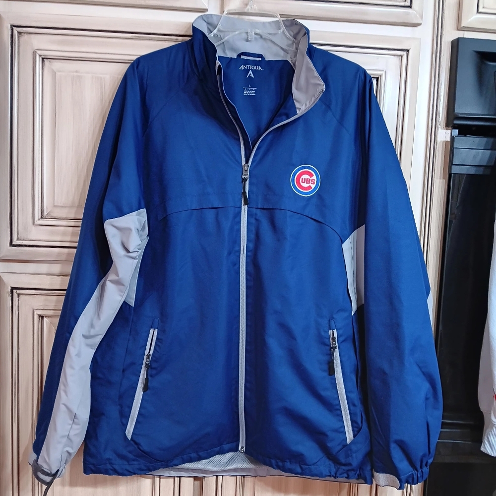 Antigua MLB Chicago Cubs Windbreaker Jacket - Size Large‎ - Blue Grey